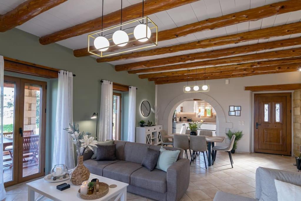 Stone Villa Halepa With Panoramic View. Neon Khorion  Bagian luar foto