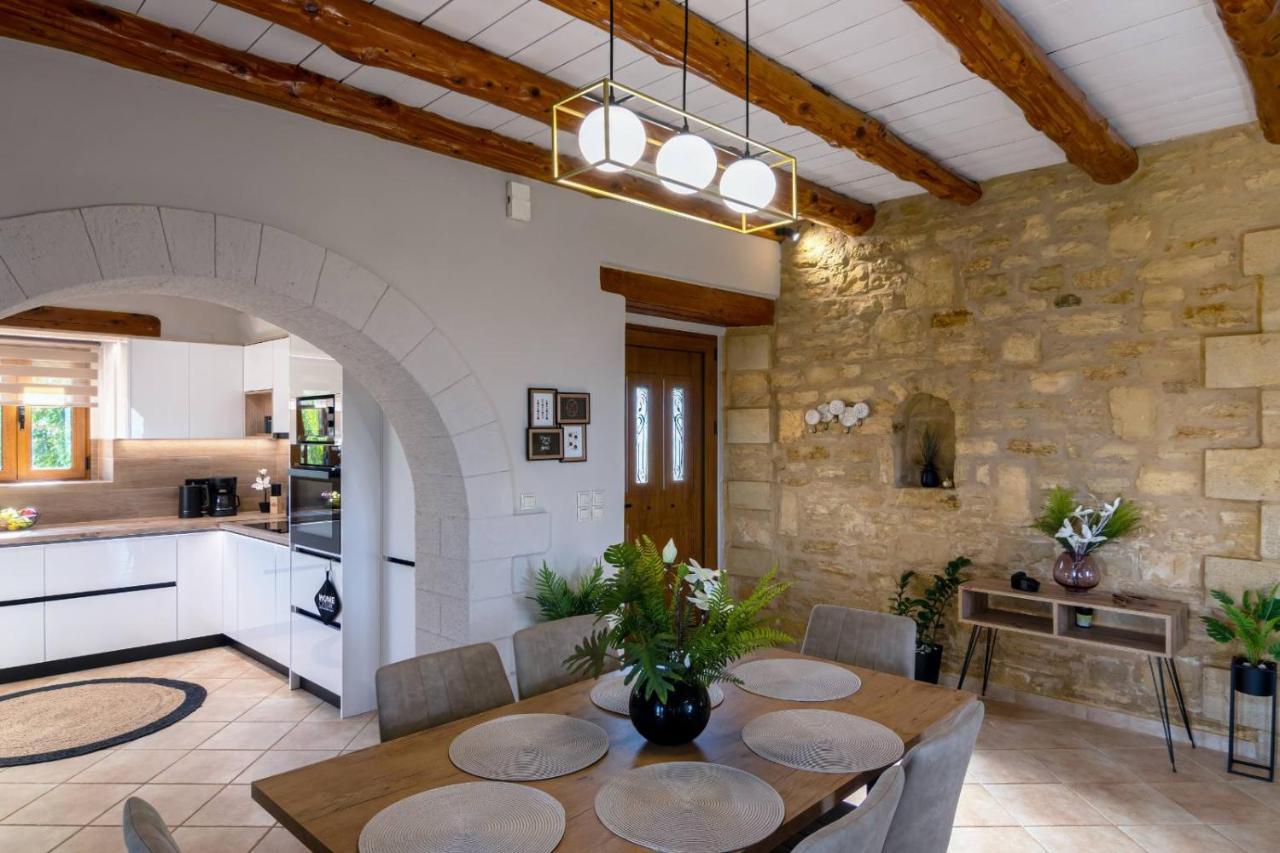 Stone Villa Halepa With Panoramic View. Neon Khorion  Bagian luar foto
